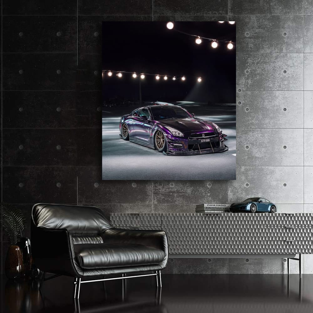 Nissan GT-R R35 Nighttime Parking Scene - Power and Elegance