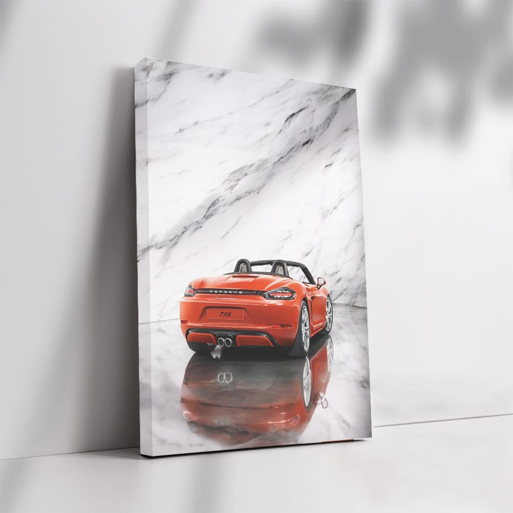 Red Porsche 718 Boxster S - Marble Finish, Sporty Elegance