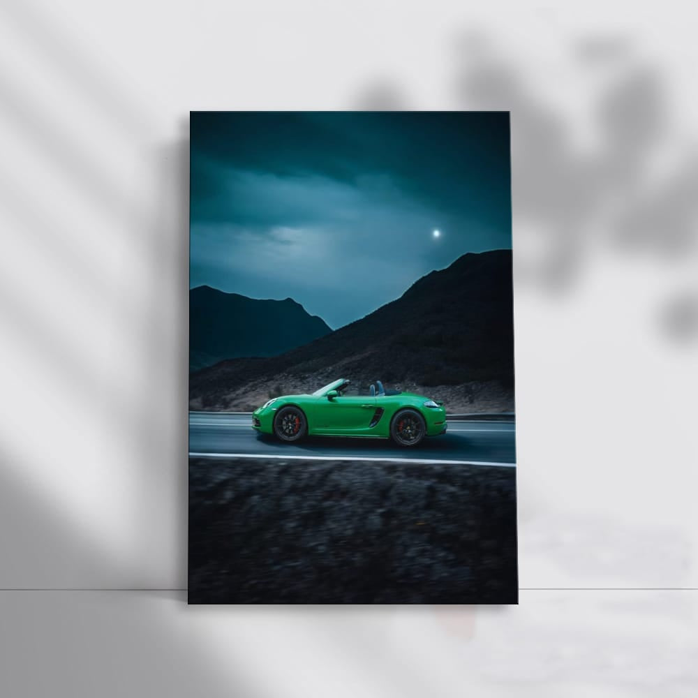 Green Porsche 718 at Dusk in Mountains - Pure Driving Thrill