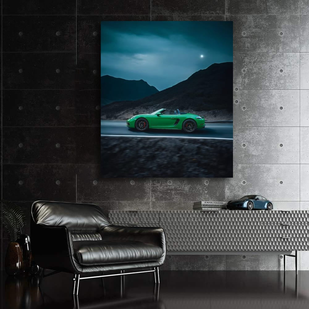 Green Porsche 718 at Dusk in Mountains - Pure Driving Thrill