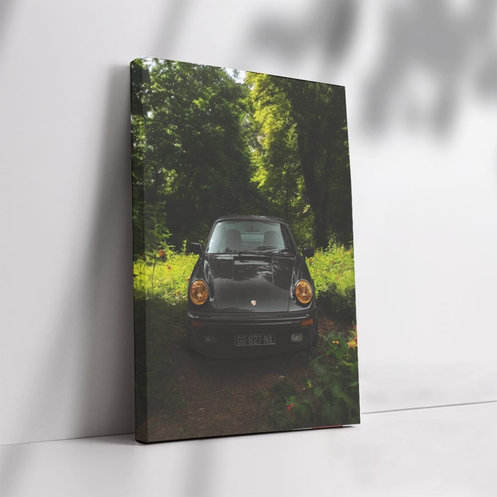 Vintage Black Porsche 911 Carrera 3.2 in Forest 1987 - Timeless Elegance