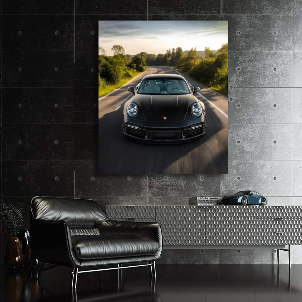 Black Porsche 911 Speedster Cruising Swiftly - Ultimate Thrill