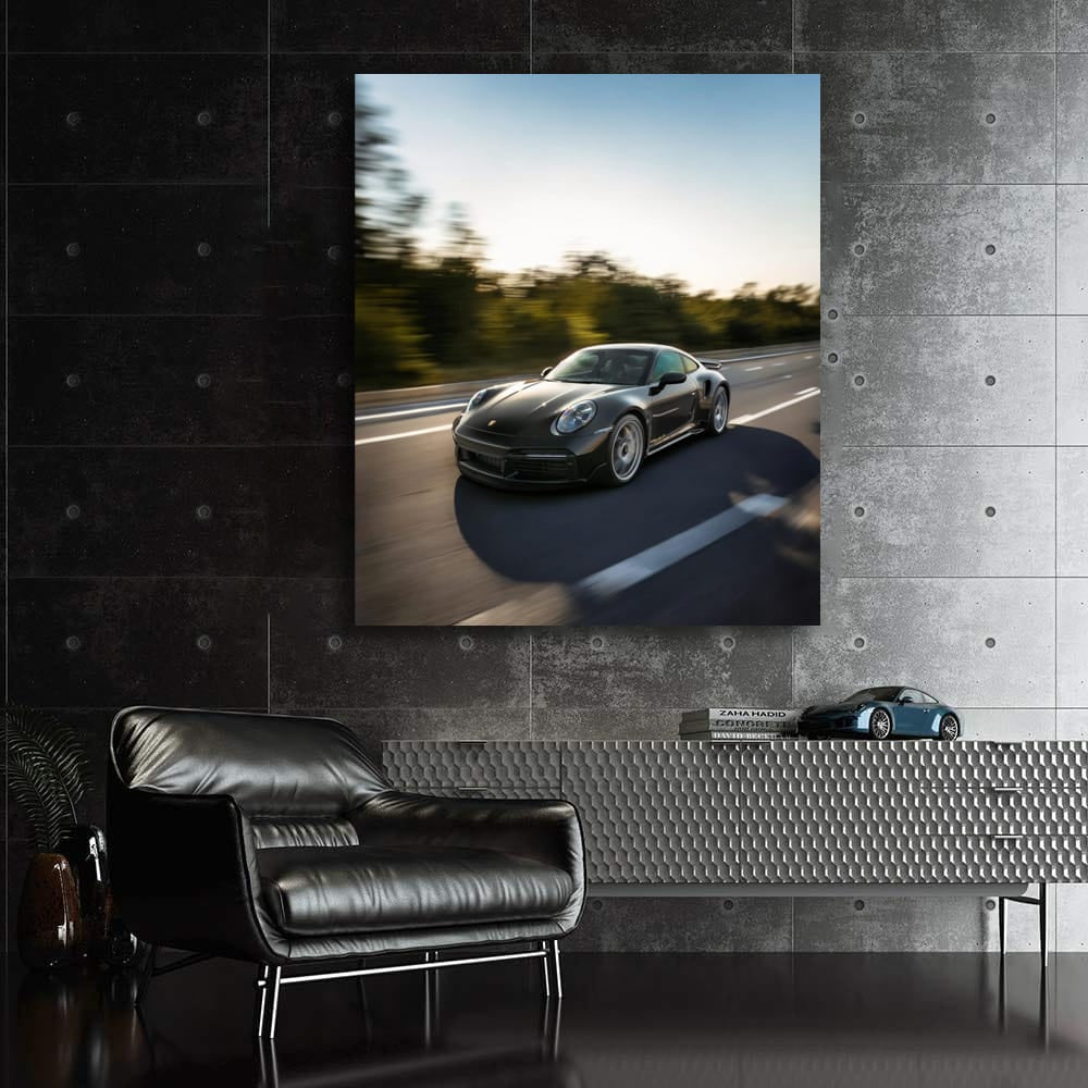 Black Porsche 911 Speedster Cruising - Sleek & Powerful Icon