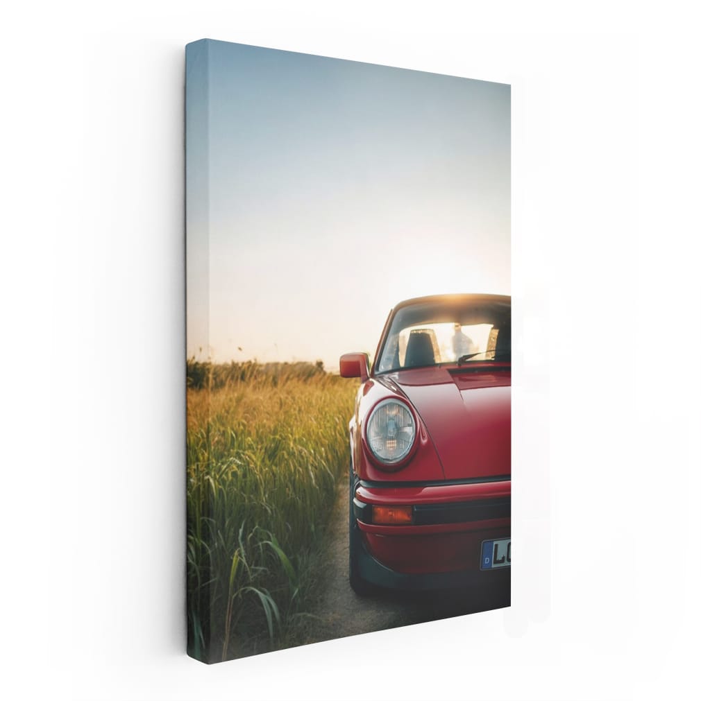 Vintage Porsche 911 at Sunset in Field - Classic Elegance