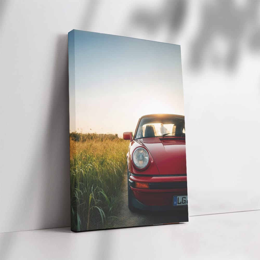 Vintage Porsche 911 at Sunset in Field - Classic Elegance