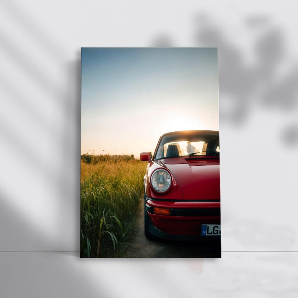 Vintage Porsche 911 at Sunset in Field - Classic Elegance