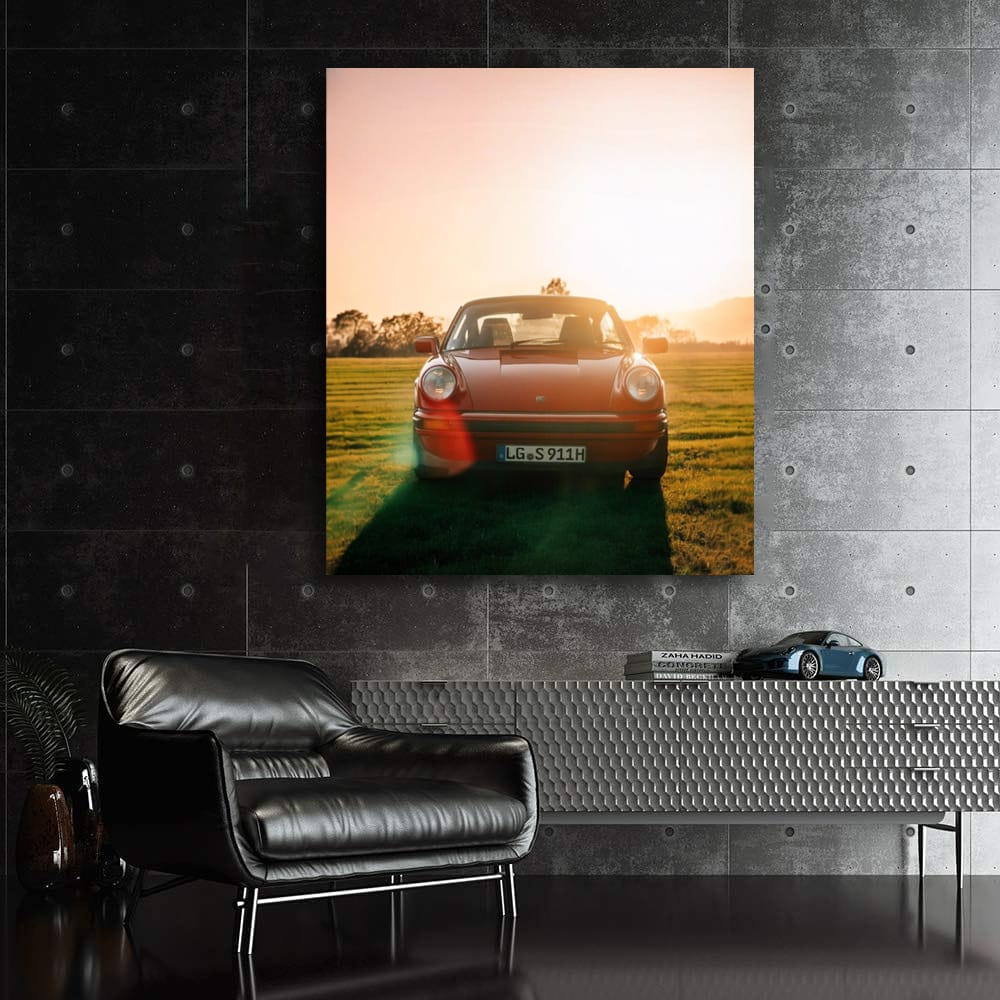 Classic Porsche 911 in Sunset Field - Timeless Elegance