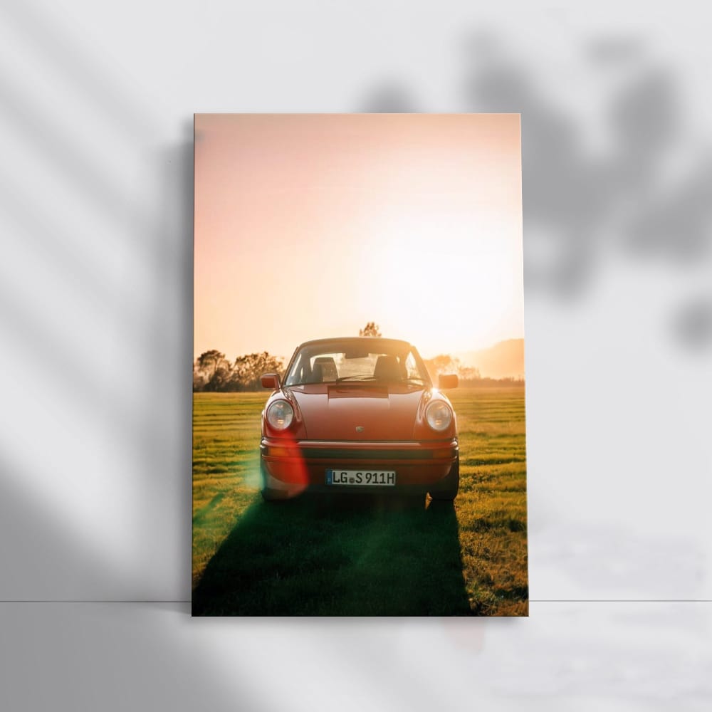 Classic Porsche 911 in Sunset Field - Timeless Elegance