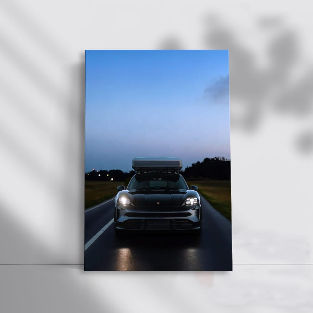 Porsche Taycan Turbo S Black at Dusk - Elegance in Motion