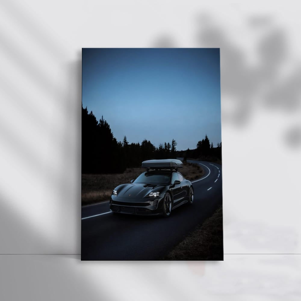 Porsche Taycan Turbo S Black at Dusk - Speed and Elegance