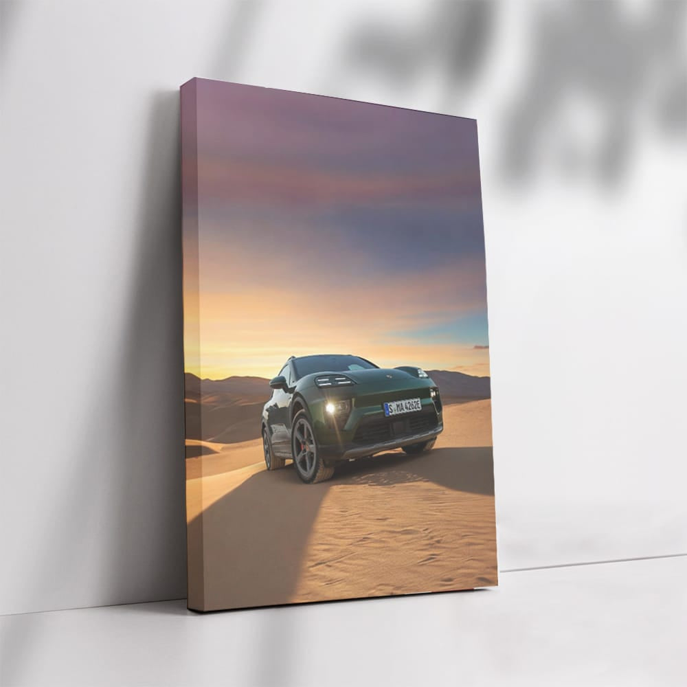 Green Porsche Macan 4S at Desert Sunset - Power and Elegance