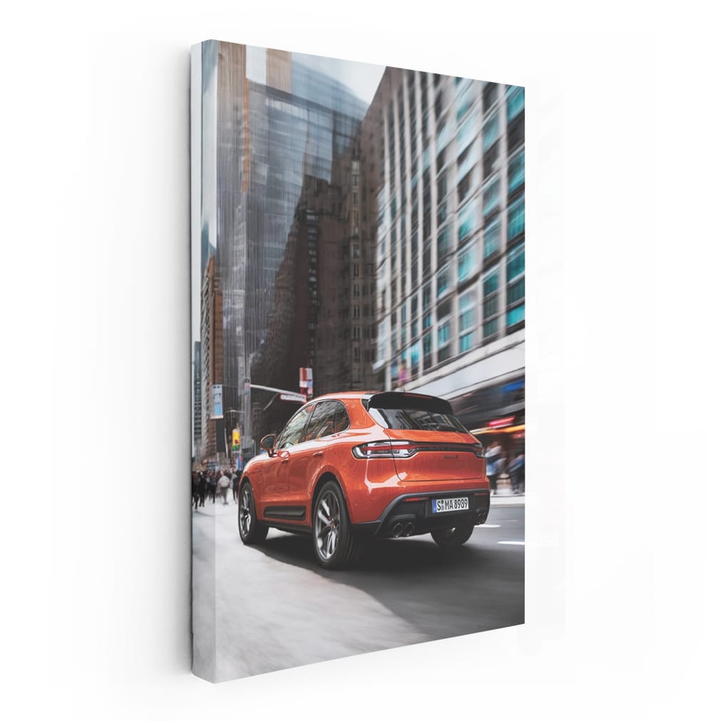 Porsche Macan S in Orange with Skyscraper Backdrop - Dynamic Power