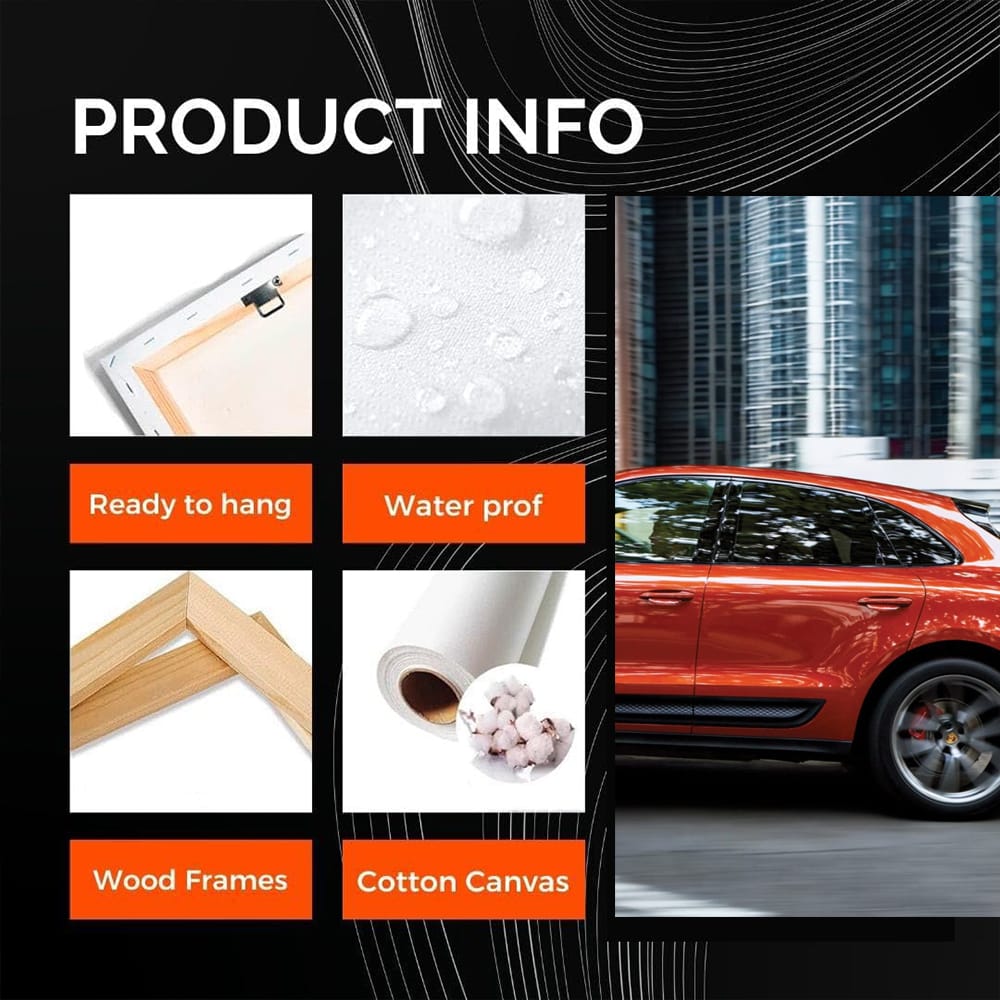 Porsche Macan S in Orange Amidst Skyscrapers - Urban Elegance