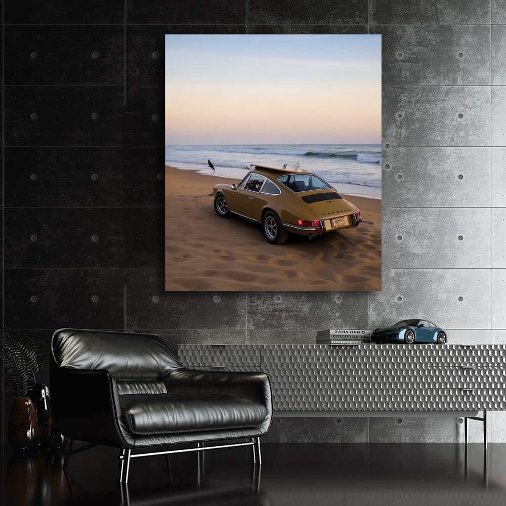 1970 Porsche 911T on Beach - Classic Elegance in Motion