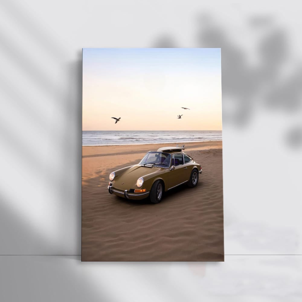 Vintage 1970 Porsche 911T on Beach - Classic Elegance