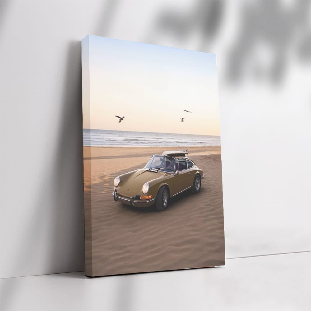 Vintage 1970 Porsche 911T on Beach - Classic Elegance