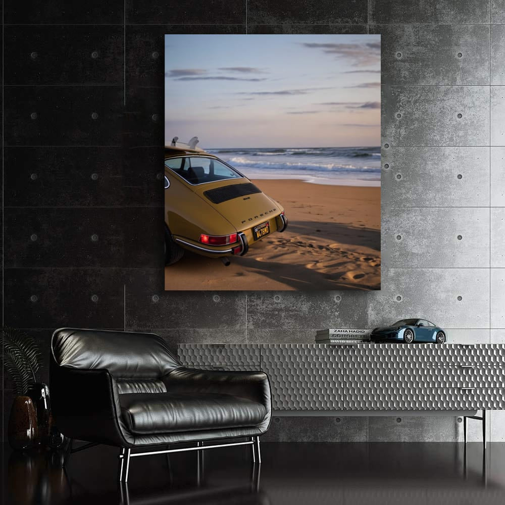 Vintage 1970 Porsche 911T on Beach - Classic Elegance