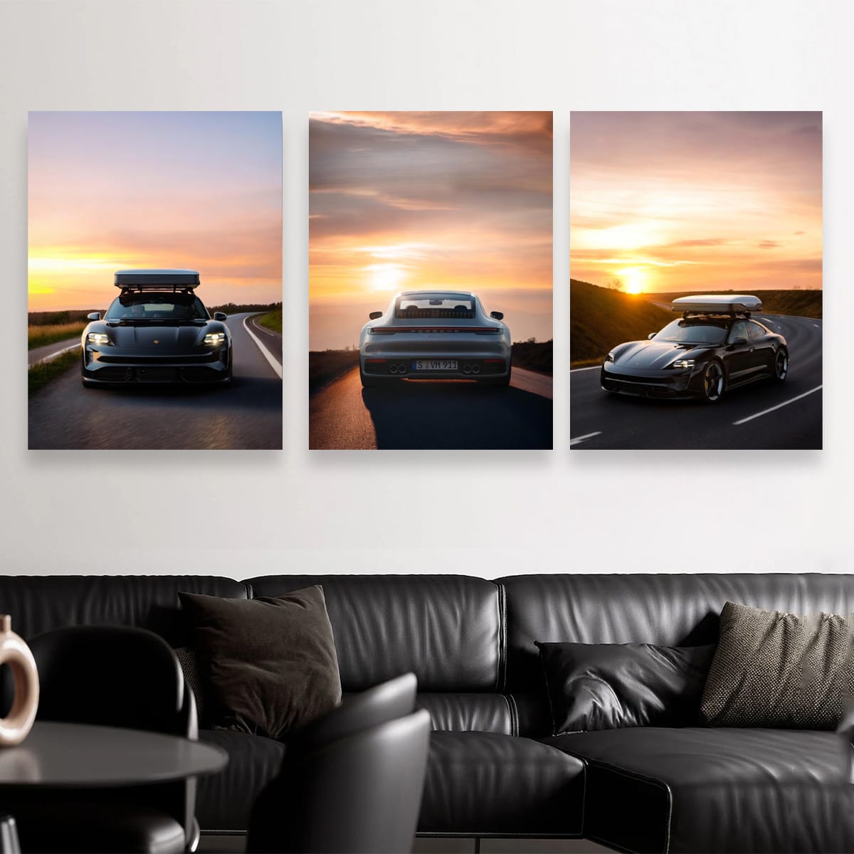 Porsche At Sunset Set of 3