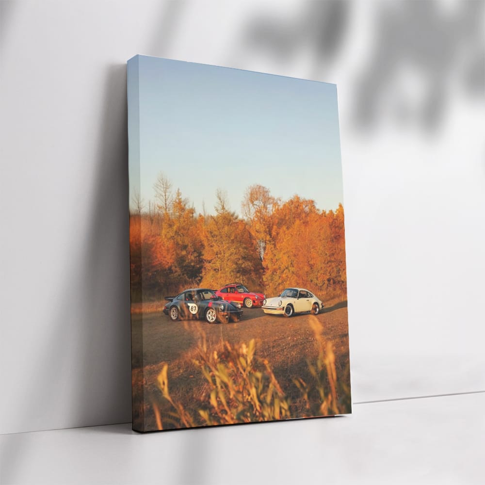 Vintage Porsche in Autumn Forest - Timeless Elegance