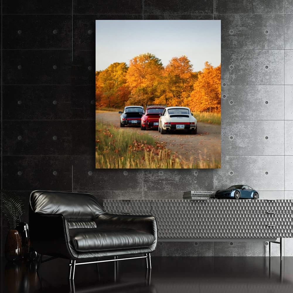 Classic Porsche Cars Amidst Autumn Foliage - Timeless Elegance