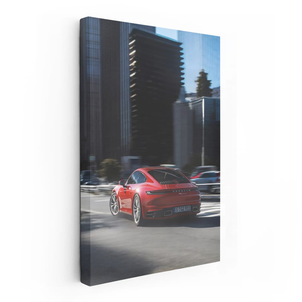 Red Porsche in Urban Setting - Speed Meets Elegance