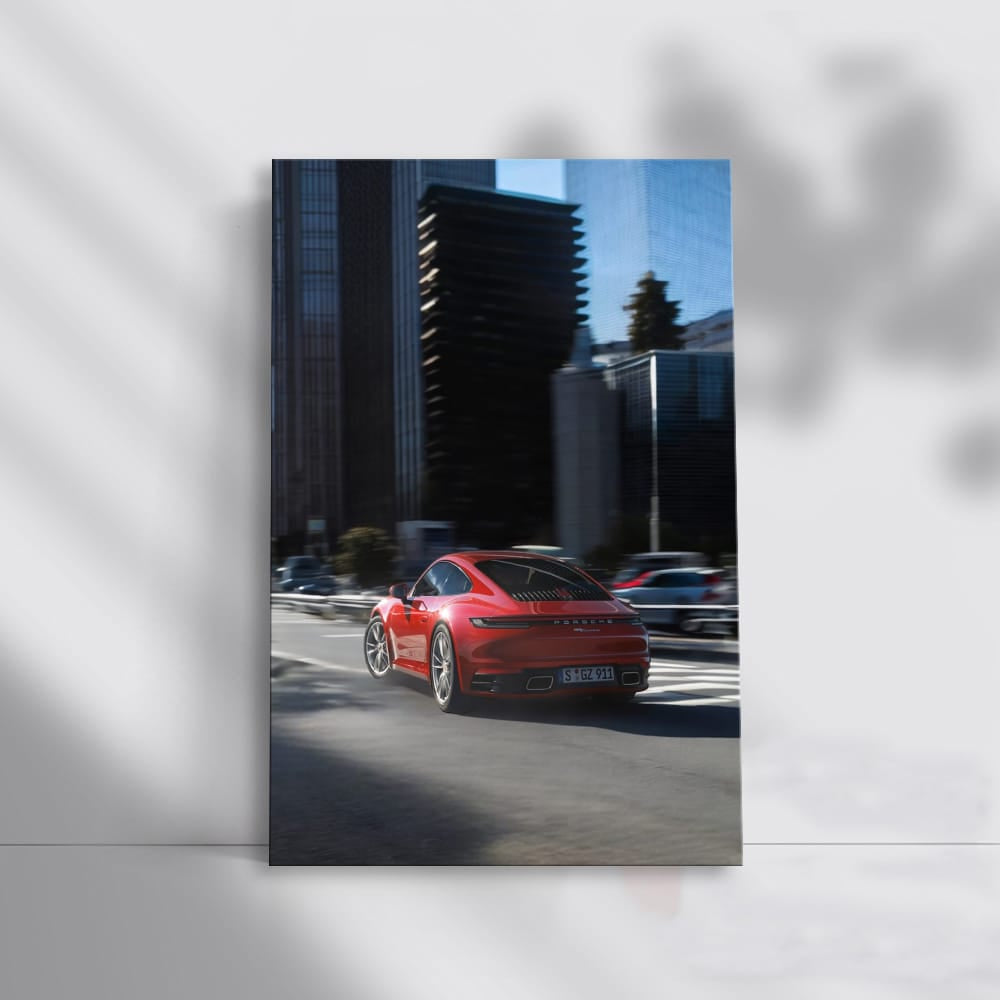 Red Porsche in Urban Setting - Speed Meets Elegance
