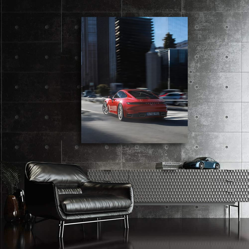 Red Porsche in Urban Setting - Speed Meets Elegance