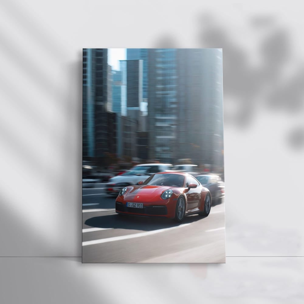 Red Porsche in Urban Setting - Elegance Meets Performance