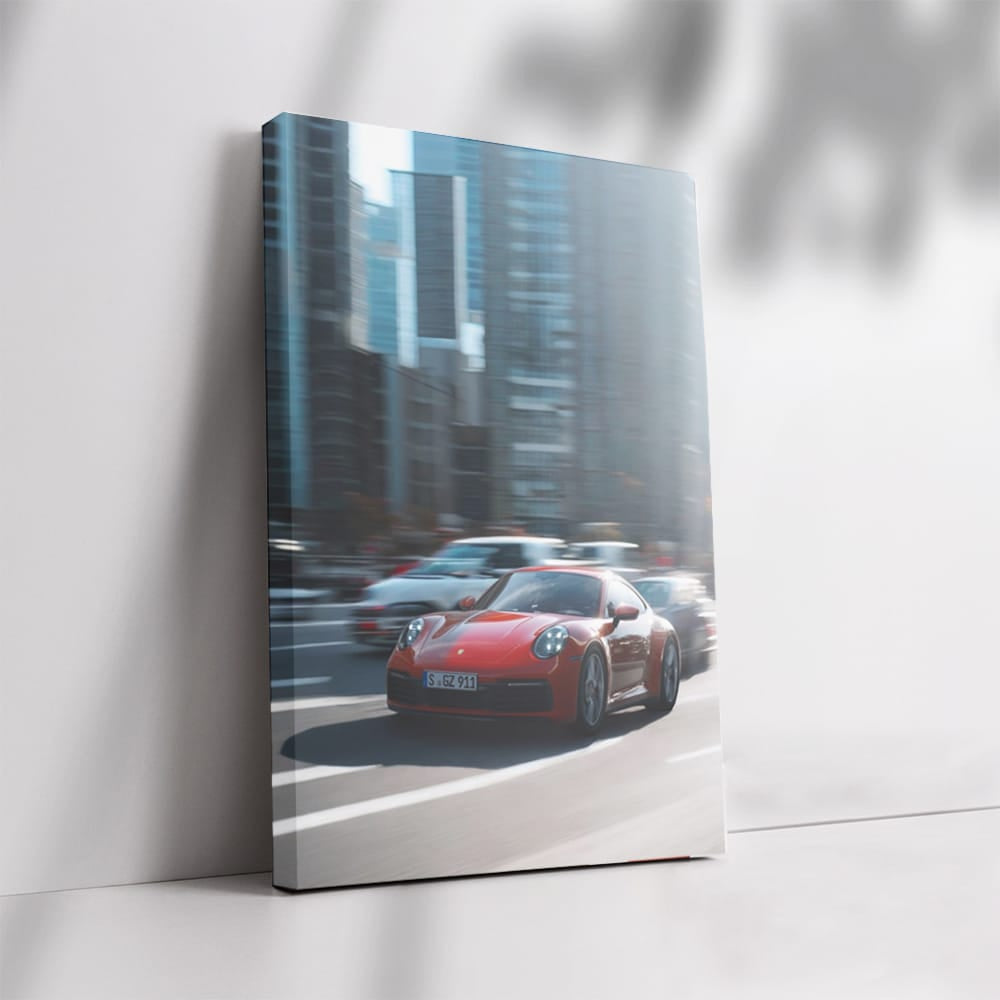 Red Porsche in Urban Setting - Elegance Meets Performance
