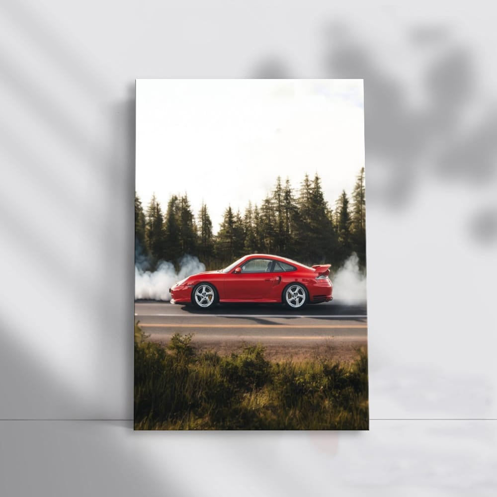 Red Porsche with Smoke - Dynamic Elegance in Motion
