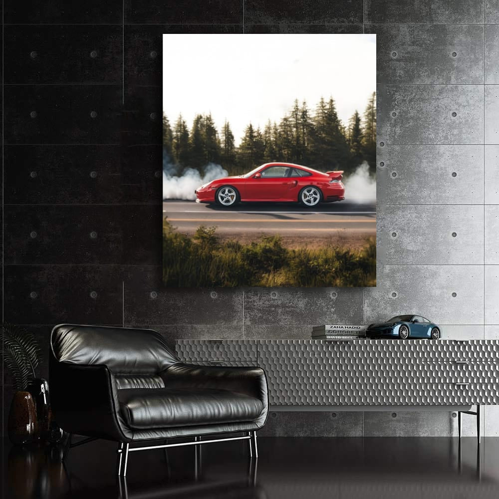Red Porsche with Smoke - Dynamic Elegance in Motion