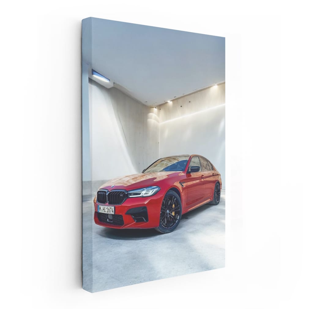 Stunning Red BMW F90 M5 Inside Building - Power Meets Elegance