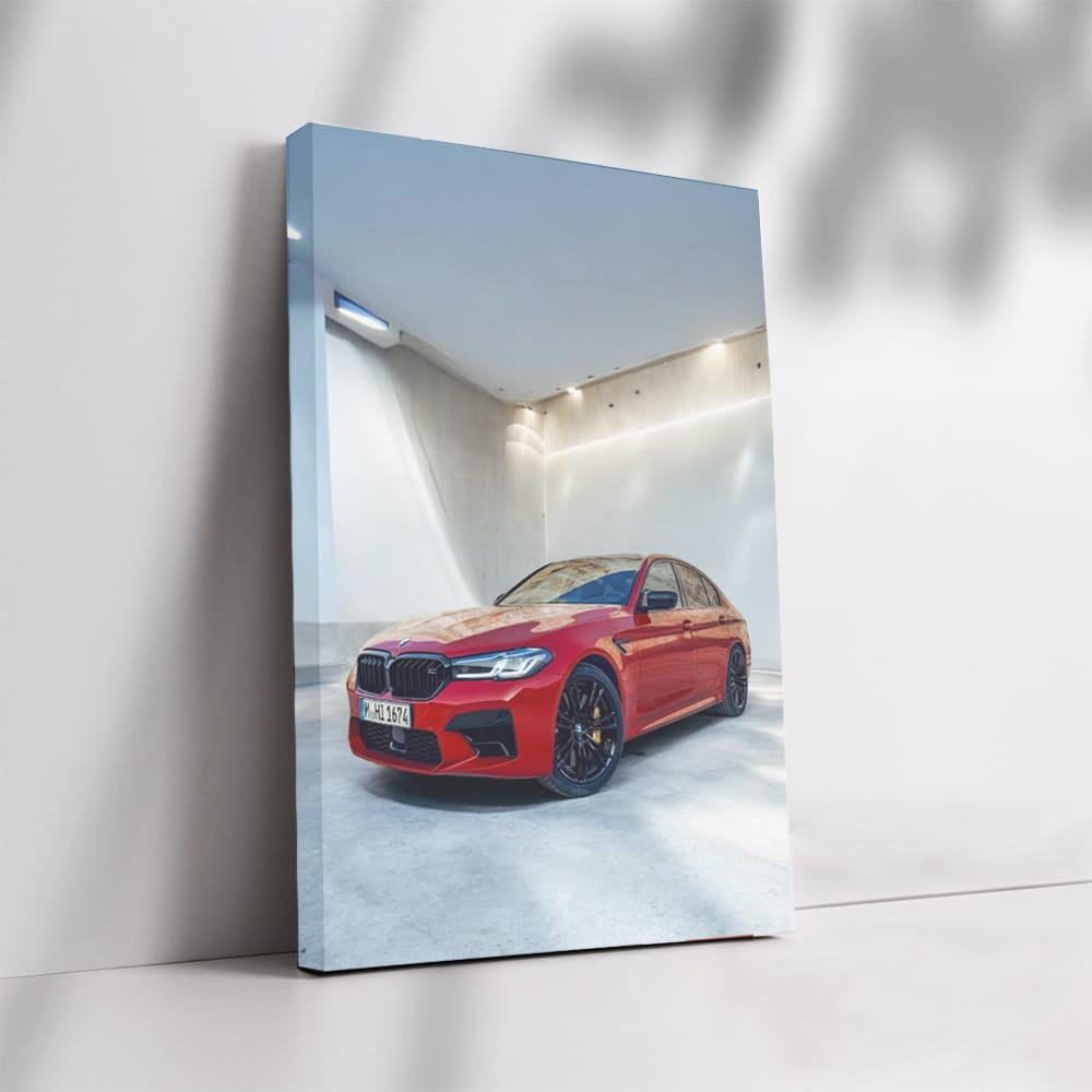Stunning Red BMW F90 M5 Inside Building - Power Meets Elegance