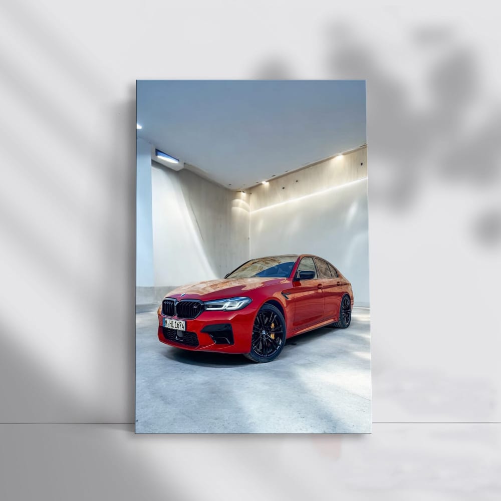Stunning Red BMW F90 M5 Inside Building - Power Meets Elegance