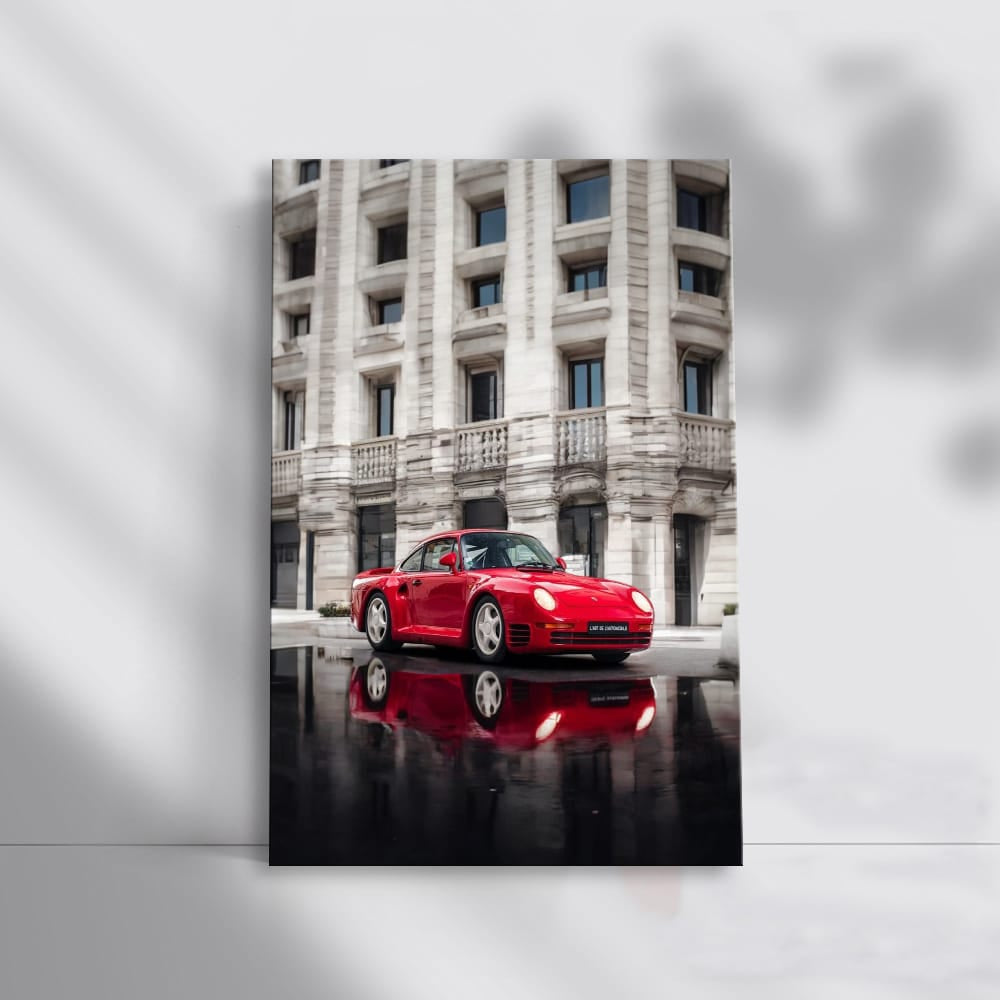 Vintage Porsche 959 Cruising Through Historic Town - Timeless Power