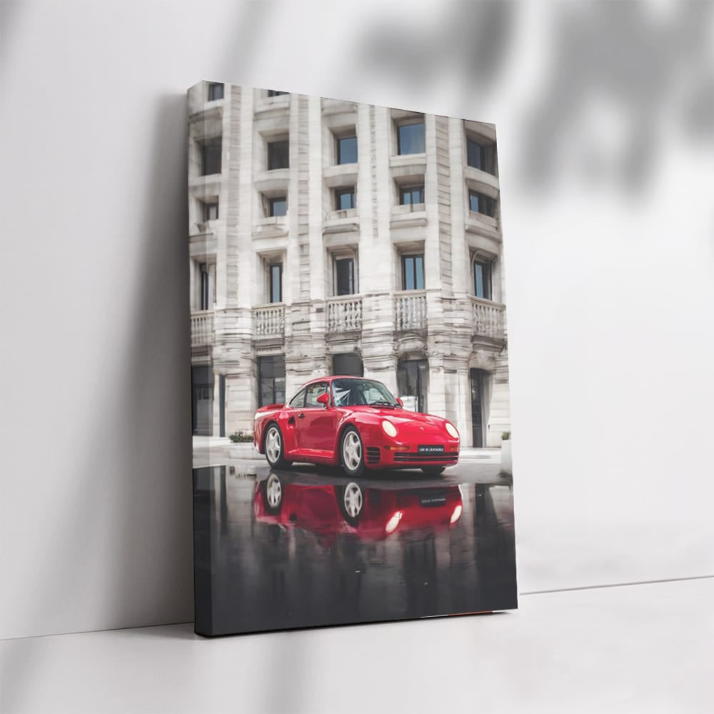 Vintage Porsche 959 Cruising Through Historic Town - Timeless Power