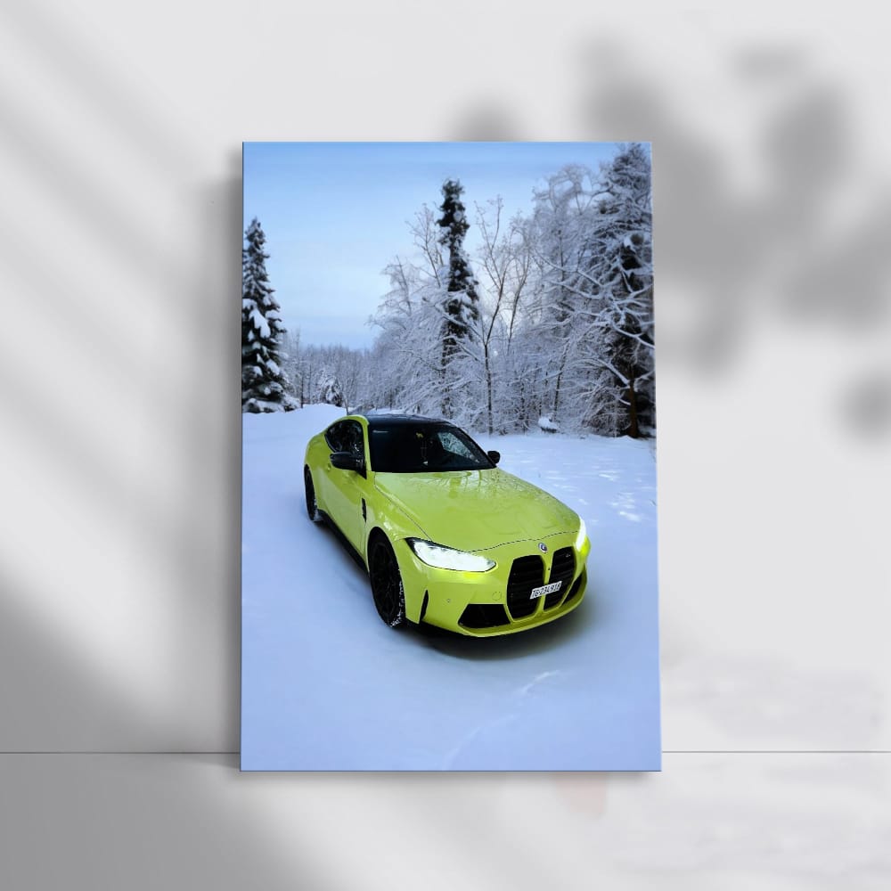 Sao Paulo Yellow BMW M4 in Snow - Sleek and Bold