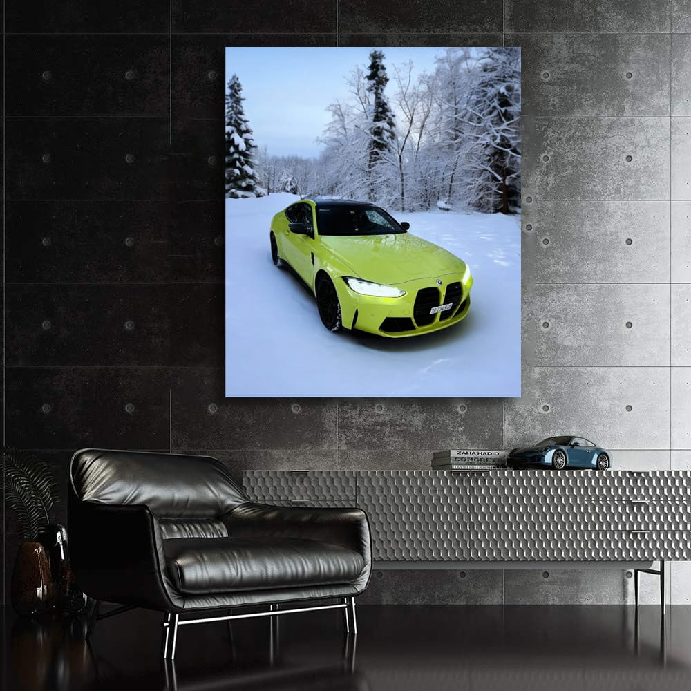 Sao Paulo Yellow BMW M4 in Snow - Sleek and Bold