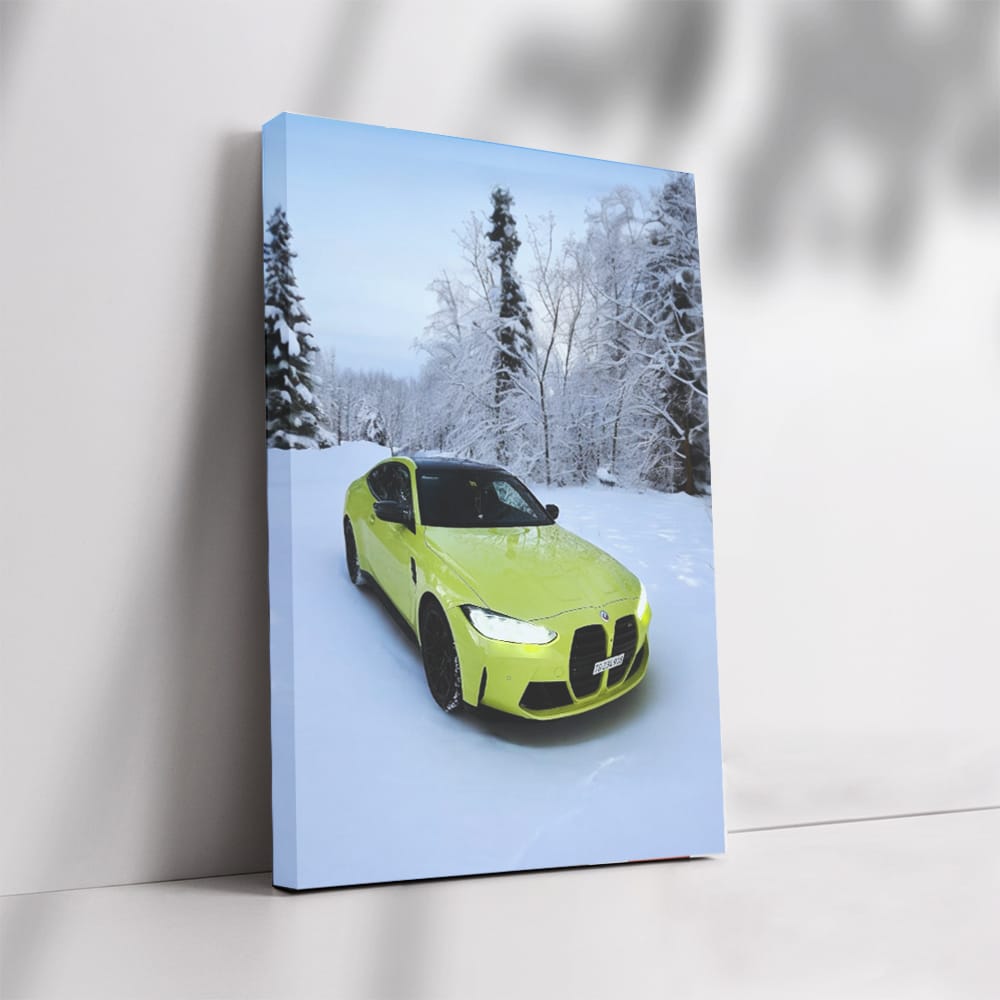 Sao Paulo Yellow BMW M4 in Snow - Sleek and Bold