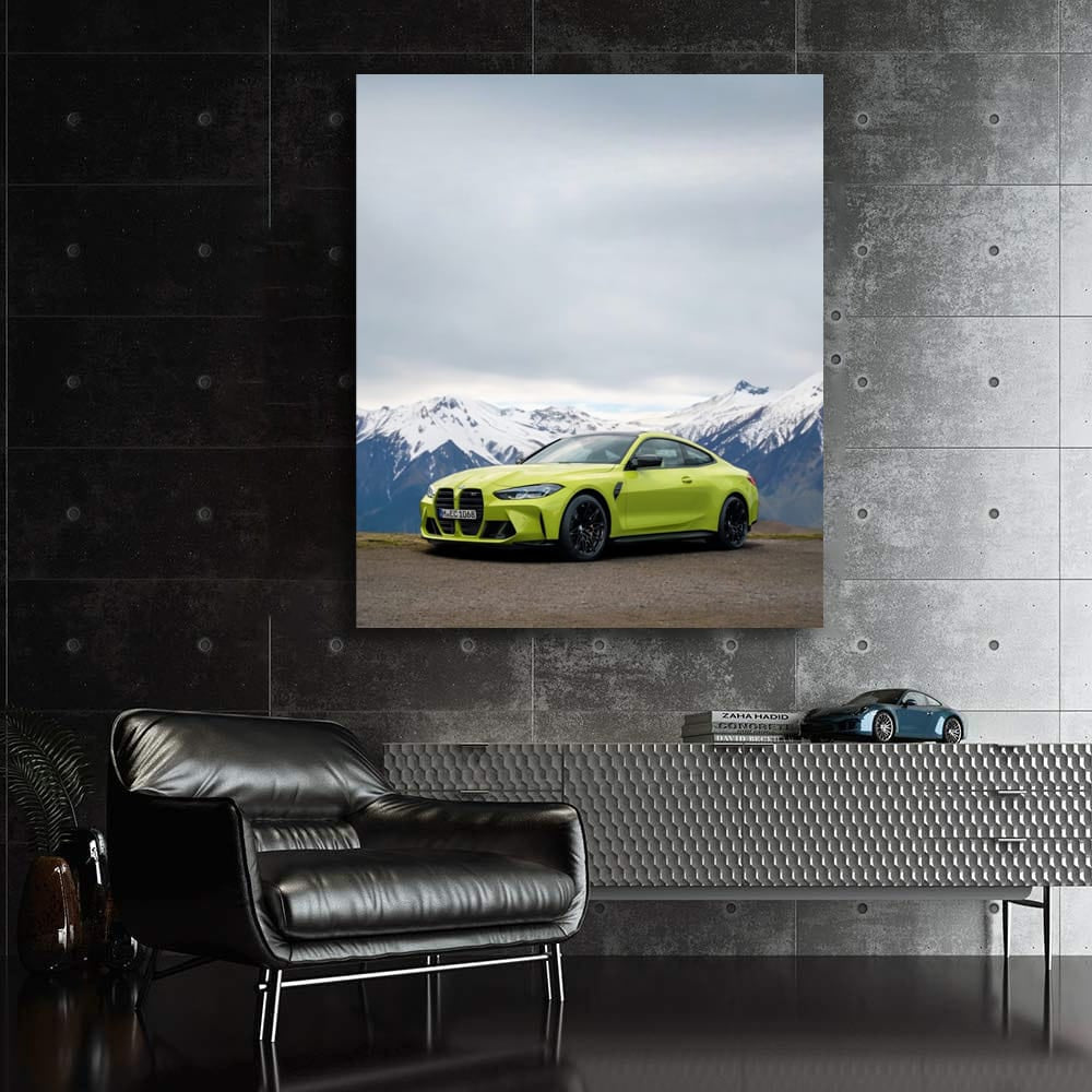 Sao Paulo Yellow BMW M4 in Snowy Mountains - Bold Elegance