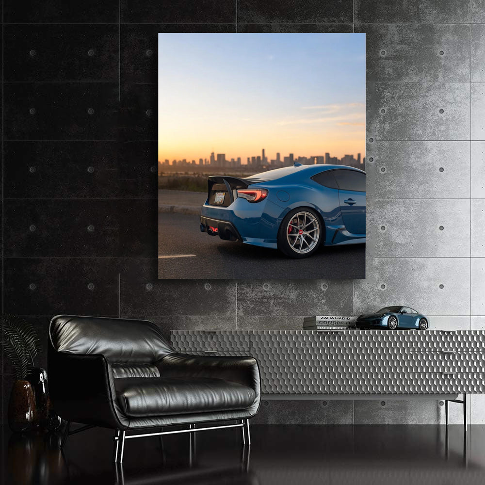 Subaru BRZ Amidst City Sunset - Sports Car's Dream