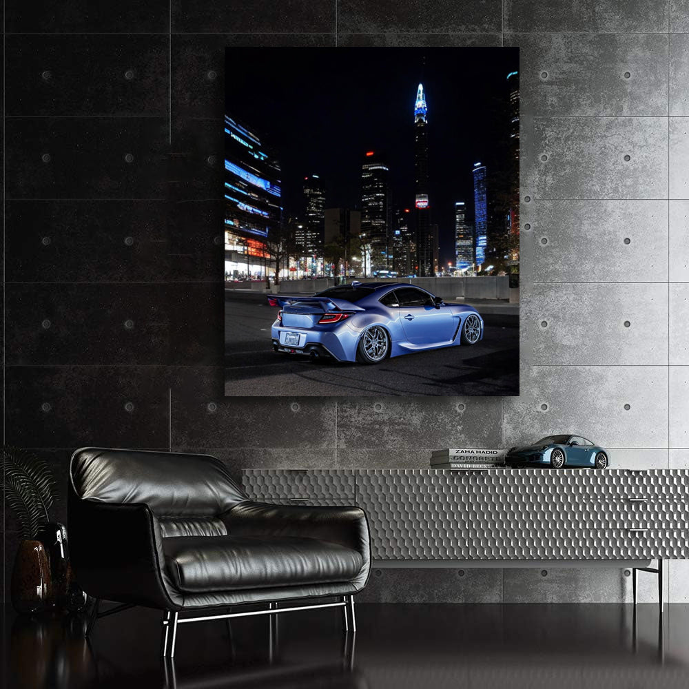 Subaru BRZ with Night City Skyline - Sporty Elegance