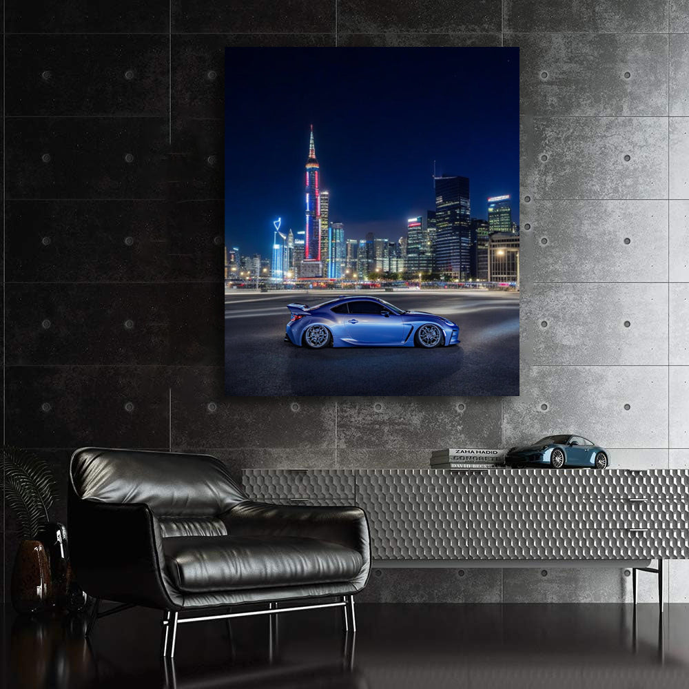 Subaru BRZ at Night: Cityscape Ambiance - Sporty Elegance