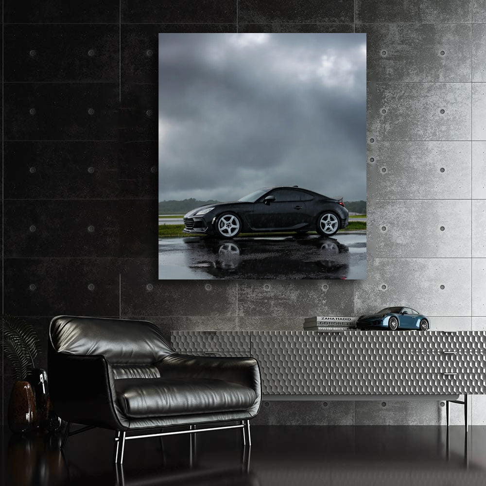 Black Subaru BRZ in Rain - Sleek and Bold Performance