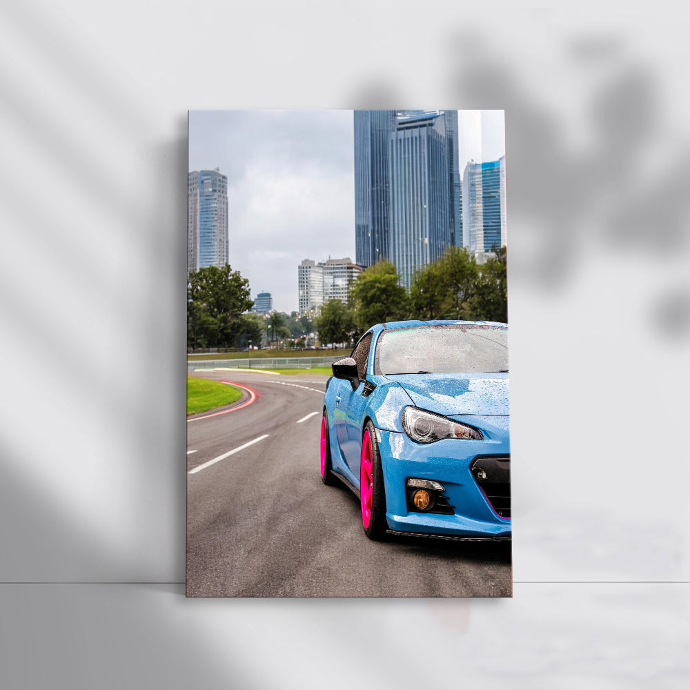 Blue Subaru BRZ Cruises City Streets - Sleek Urban Sportster