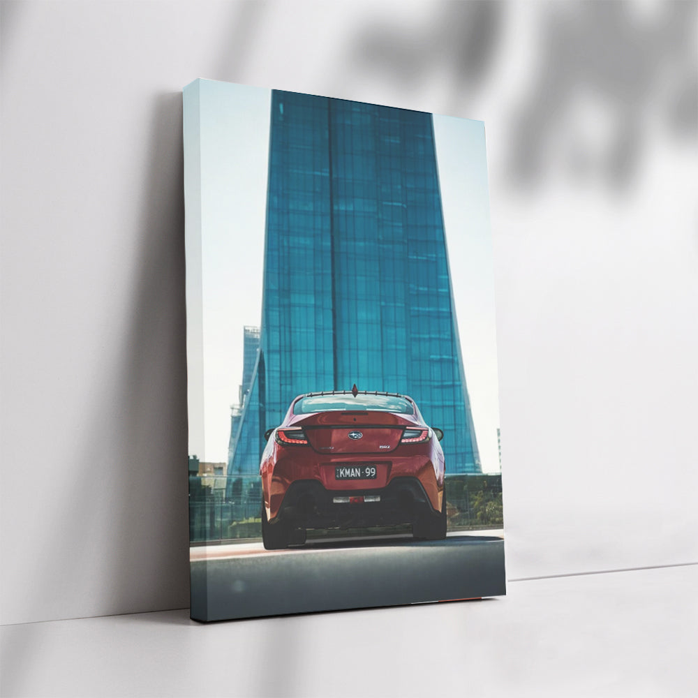 Subaru BRZ in Glass Building - Sleek and Sporty Design