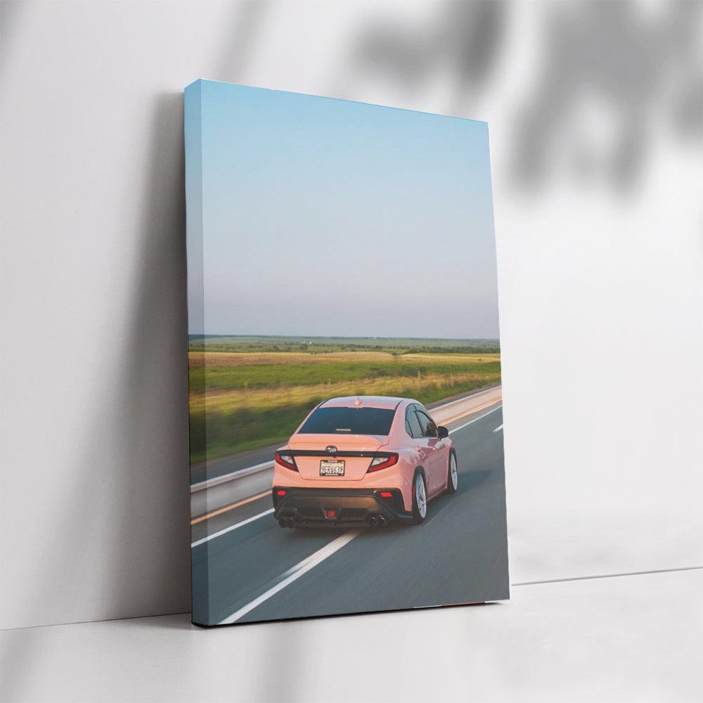 Pink Subaru BRZ Cruising Down Road - Stylish and Bold