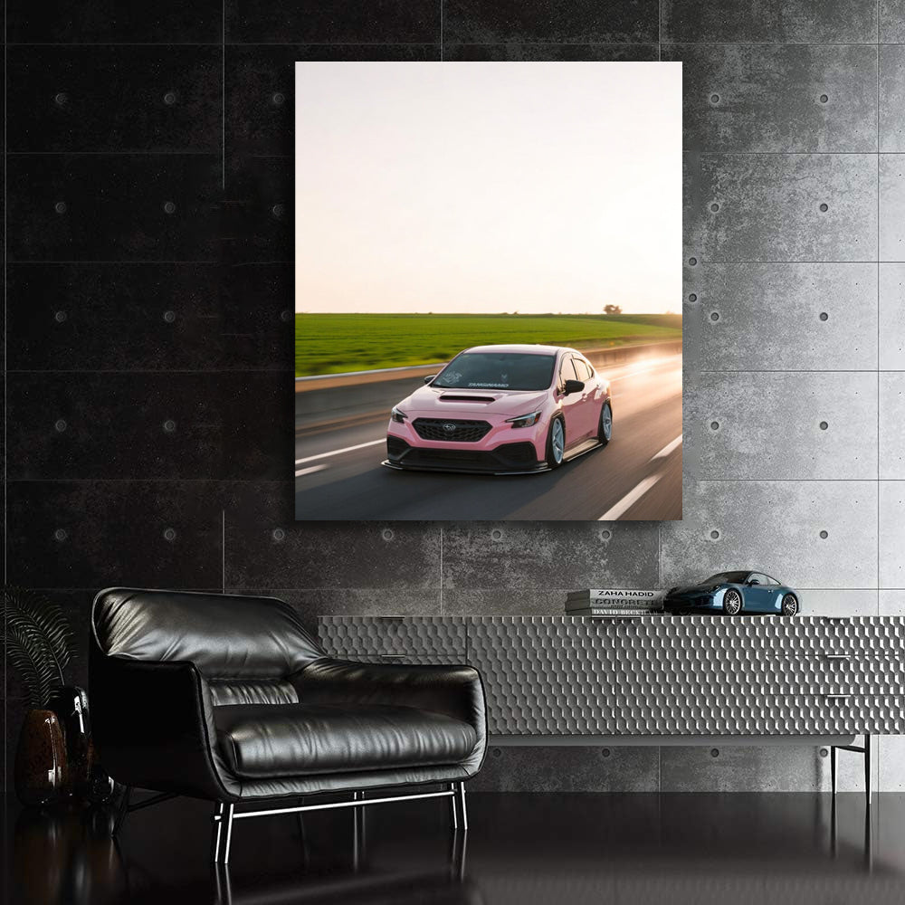 Pink Subaru BRZ Cruising Road - Sporty and Stylish