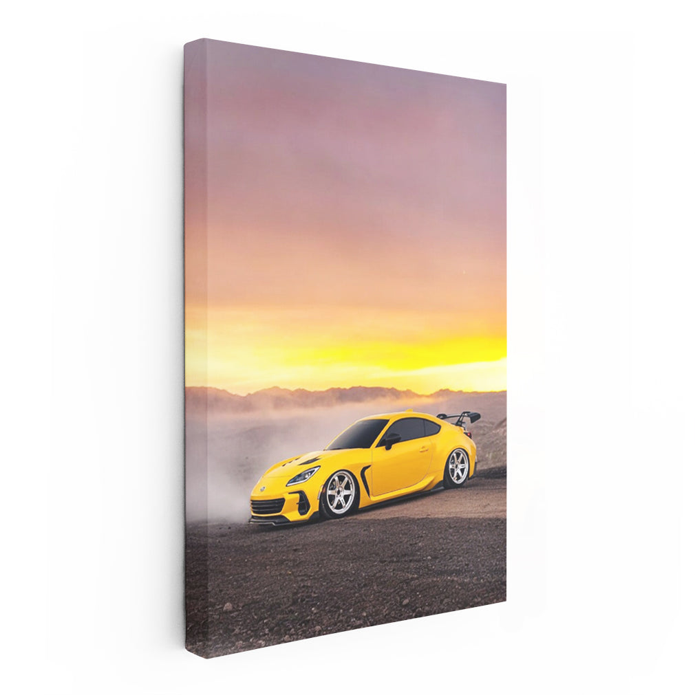 Subaru BRZ Glowing Yellow at Sunset - Sporty Elegance