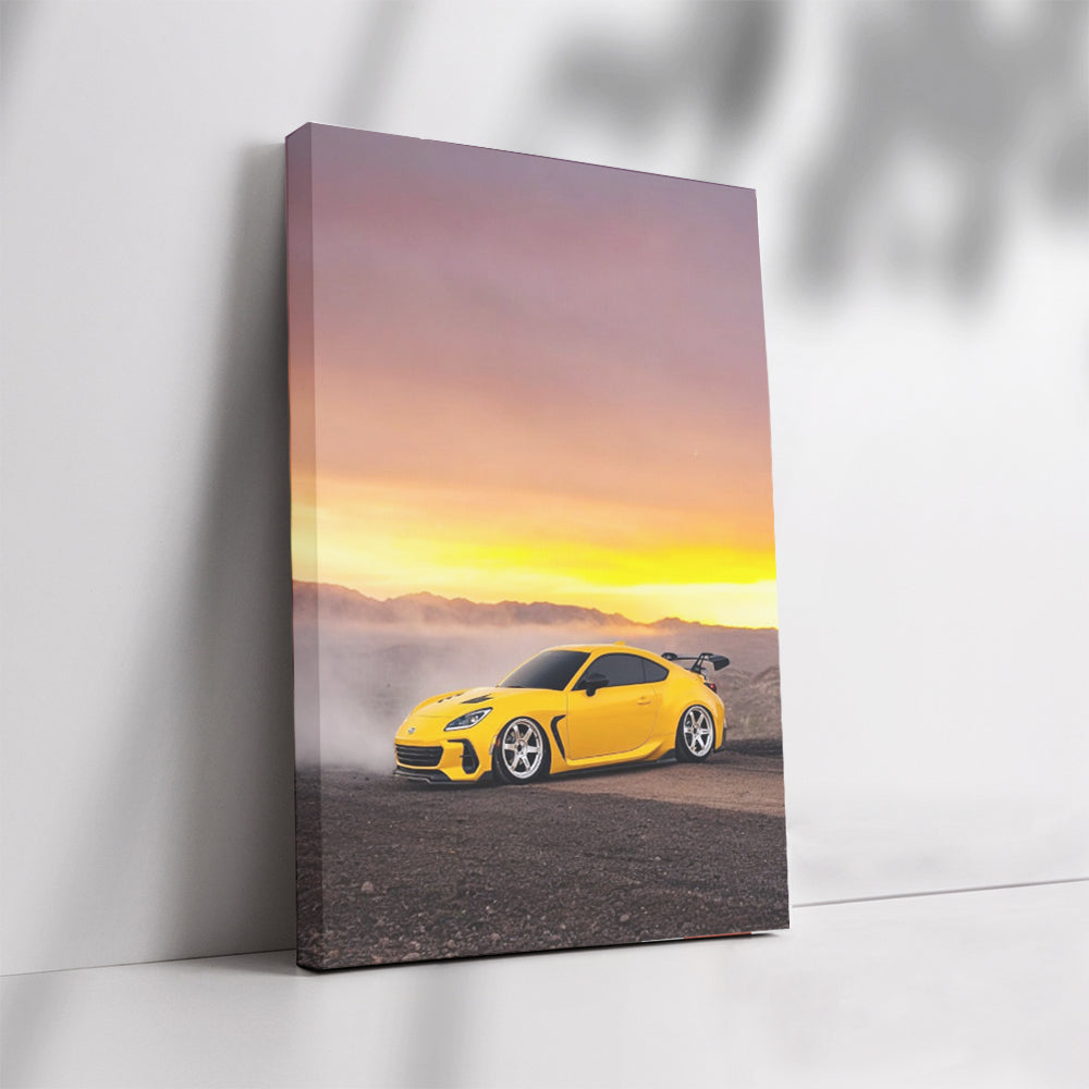 Subaru BRZ Glowing Yellow at Sunset - Sporty Elegance